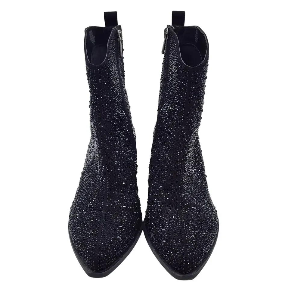 Jessica Simpson Womens Size 9.5 Oviedo Black Rhinestone Western Booties - Picture 4 of 10